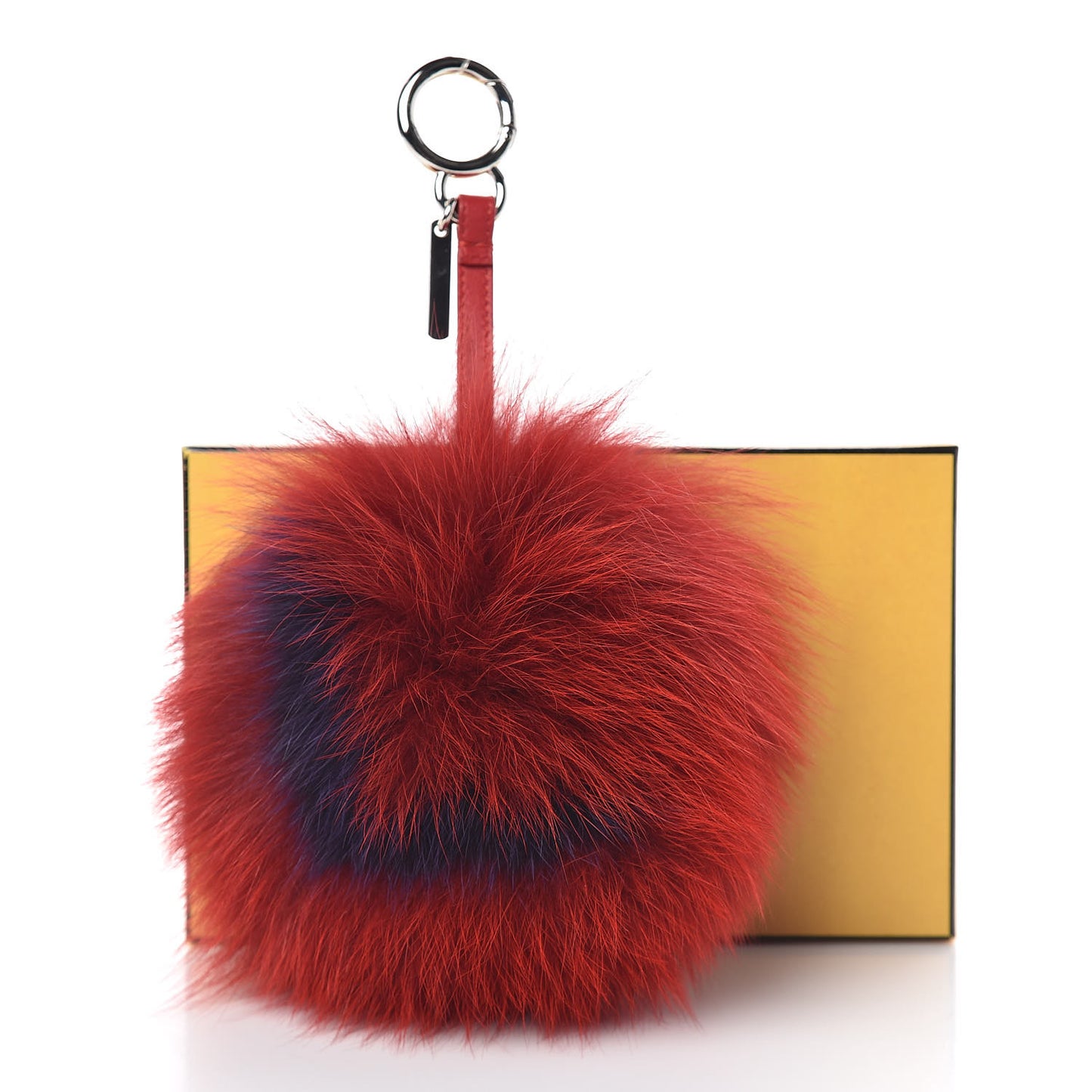 Fox Fur L ABCharm Pom Pom Bag Charm Red Blue