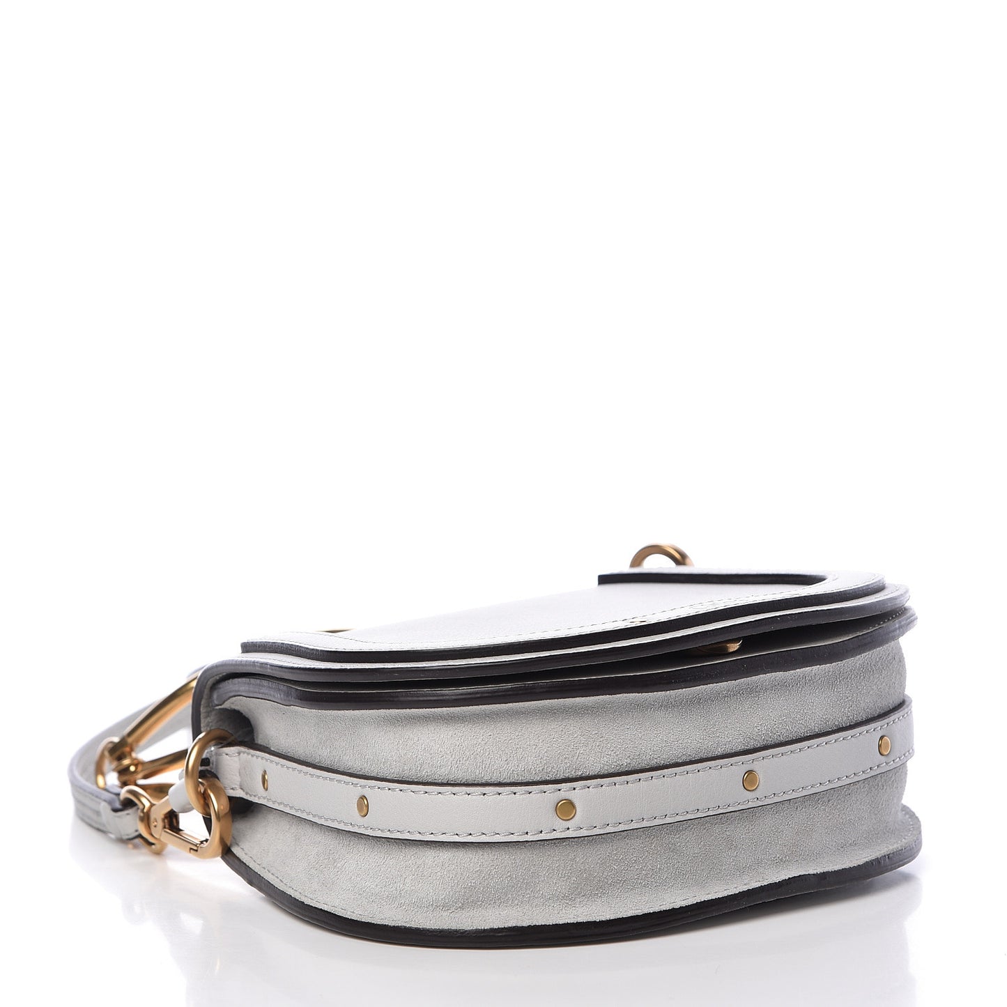 Calfskin Suede Small Nile Bracelet Bag Airy Grey