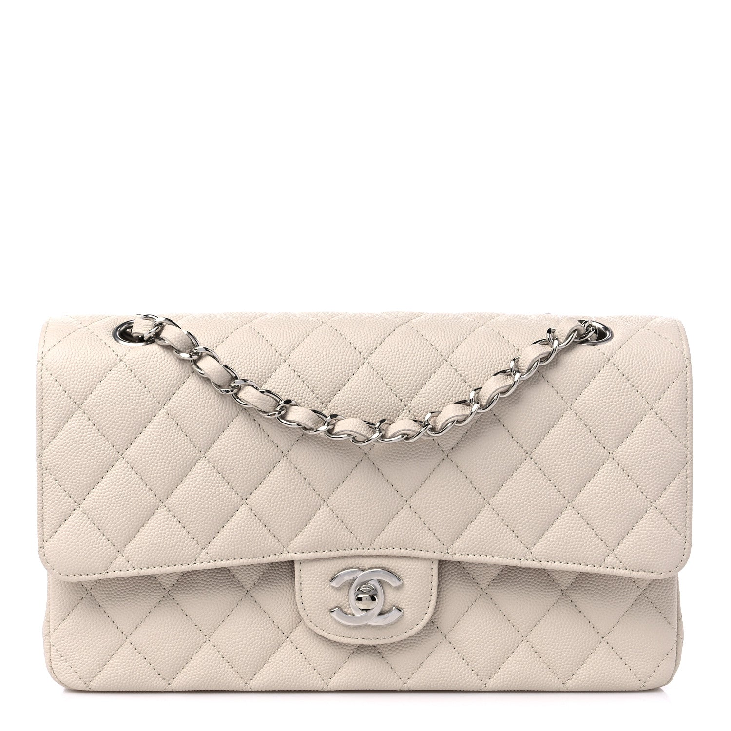 Chanel Caviar Quilted Medium Double Flap Light Beige 1 of 10