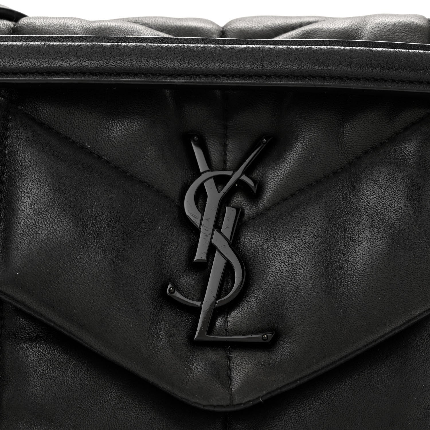 Saint Laurent Lambskin Quilted Monogram Monochrome Small Loulou Puffer Chain Satchel Black 8 of 10