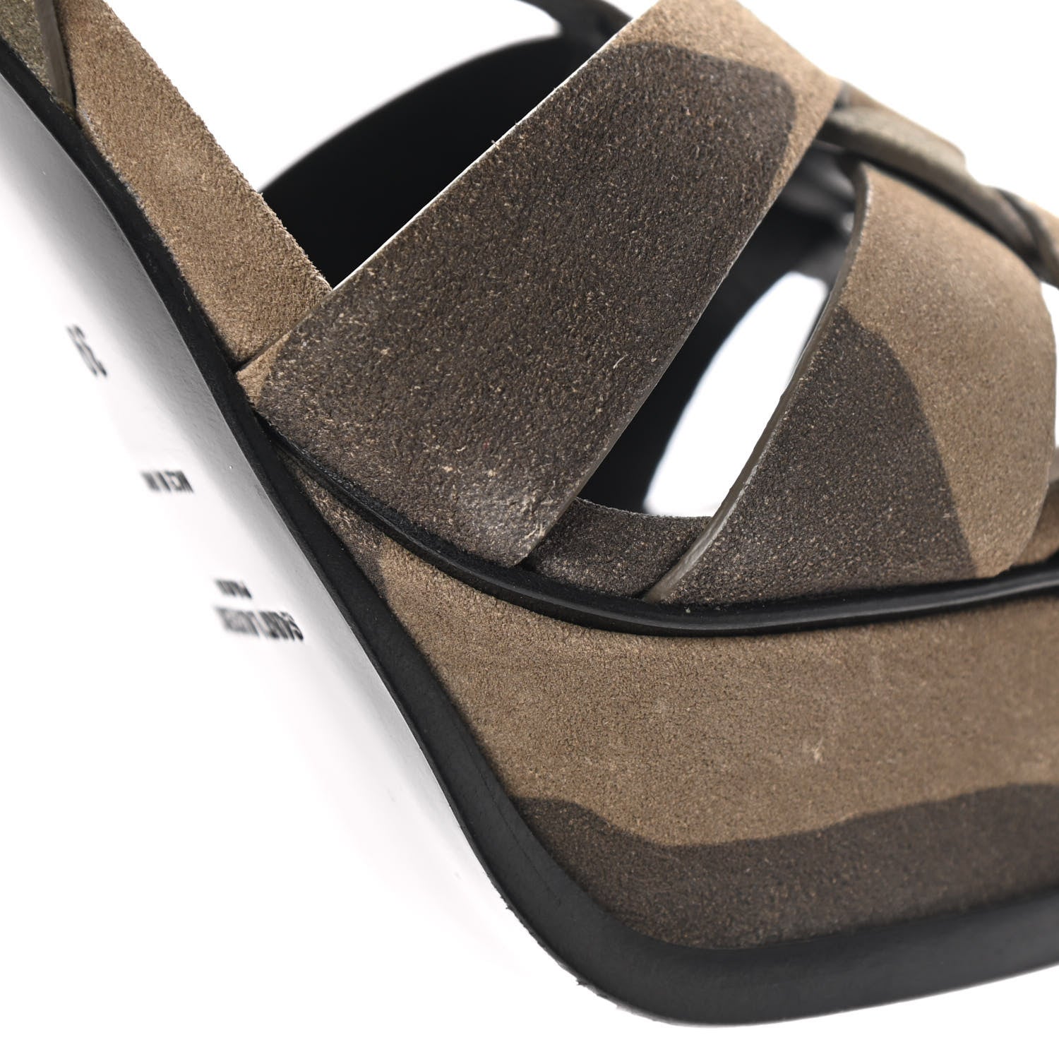 Saint Laurent Suede Camouflage Print Tribute 105 Platform Sandals 39 Green 11 of 18
