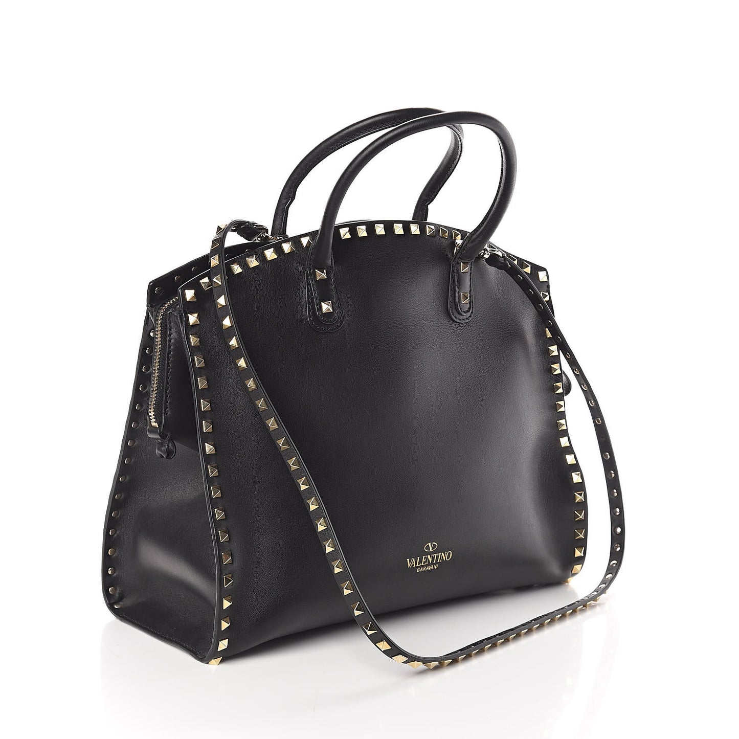 Vitello Rockstud Dome Shopper Black