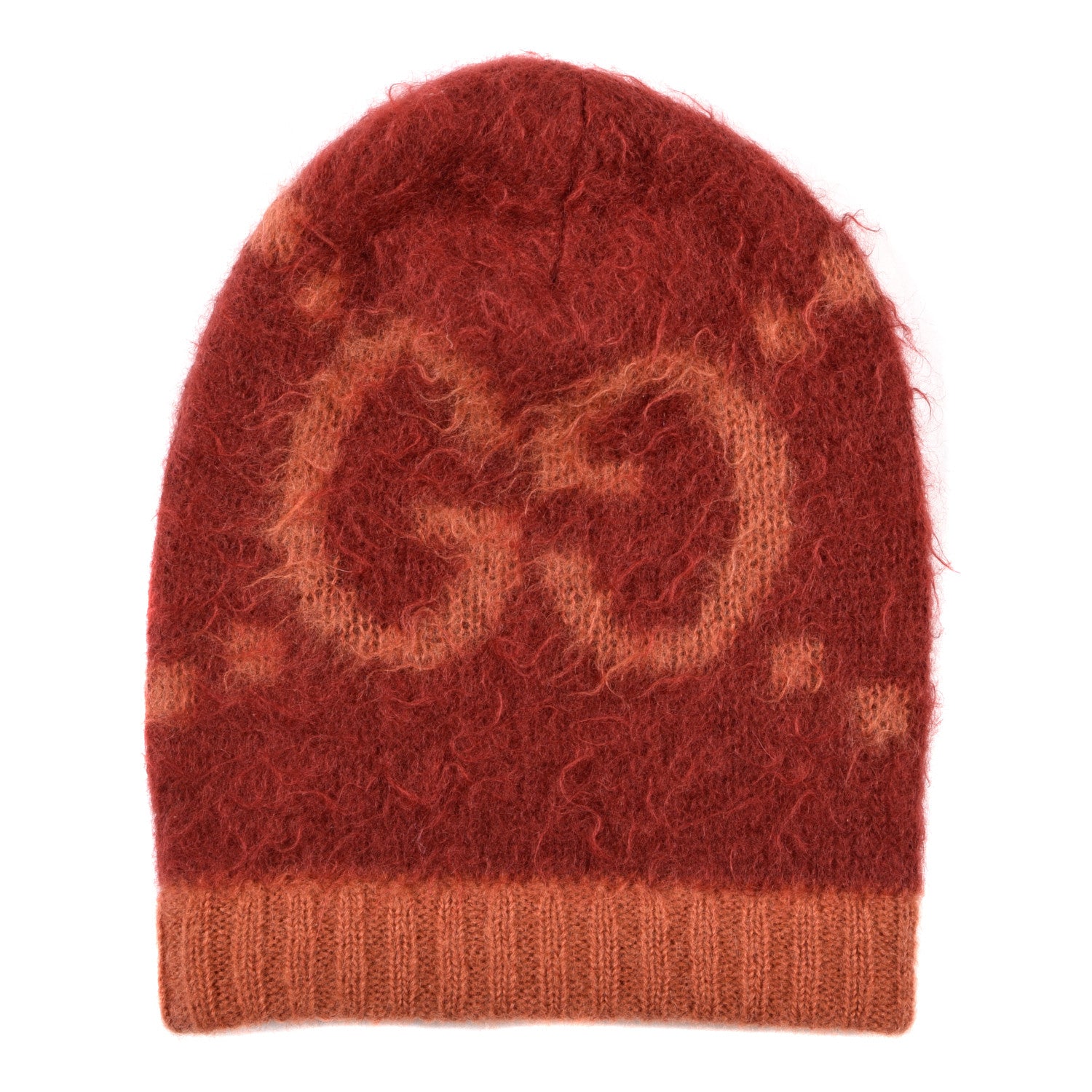Gucci Mohair Monogram Jumbo GG Brushat Beanie Hat Lacquer Orange 1 of 4