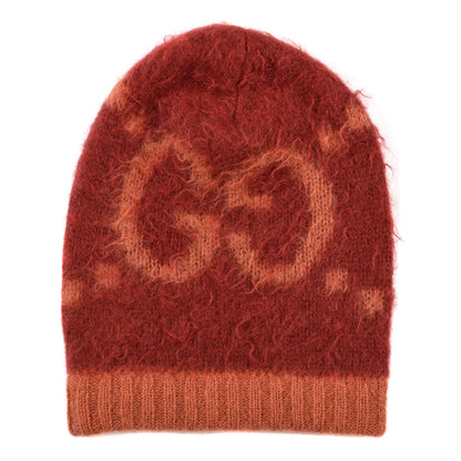 Gucci Mohair Monogram Jumbo GG Brushat Beanie Hat Lacquer Orange 1 of 4