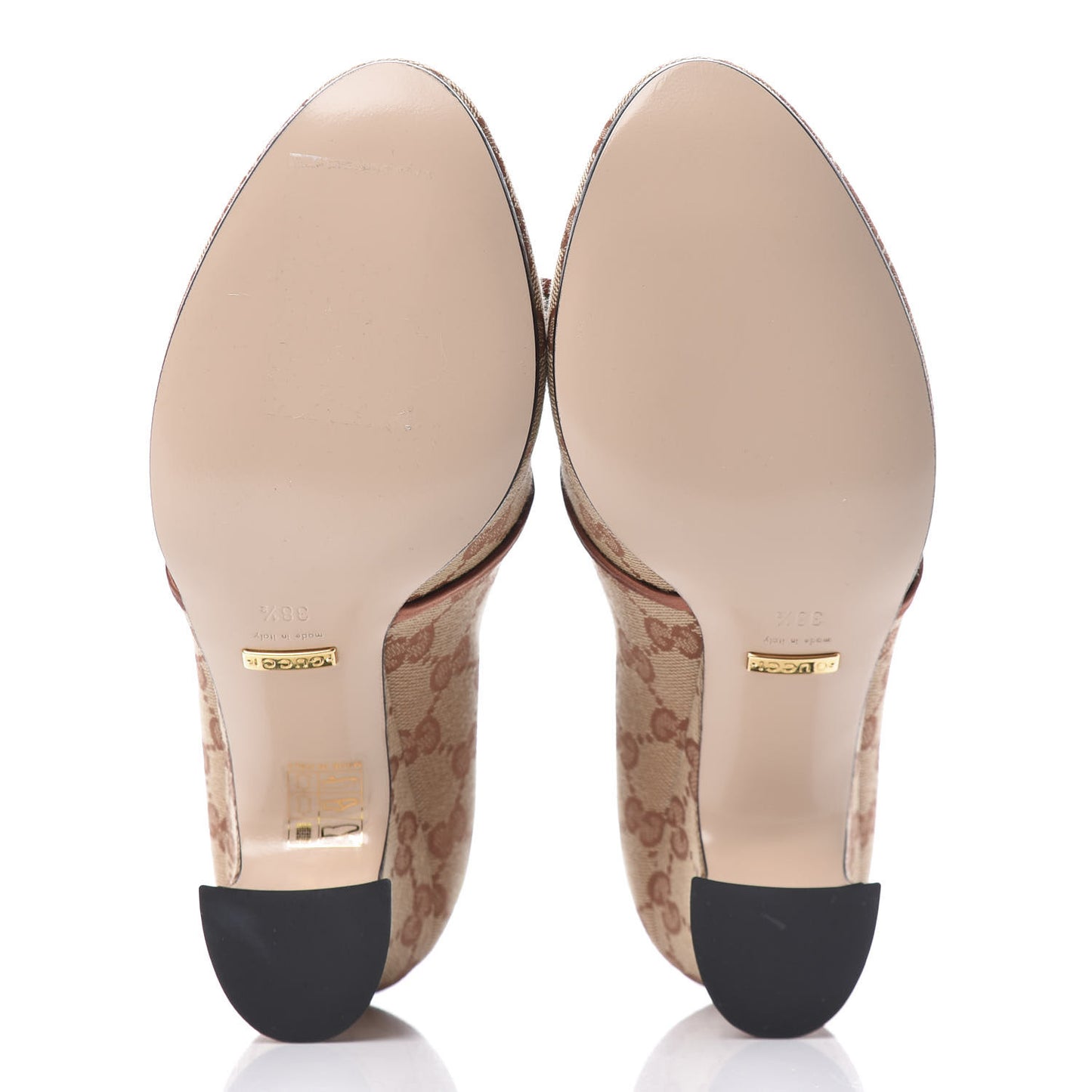 Monogram Satin Torchon Double G Pumps 38.5 Beige Ruggine Copper