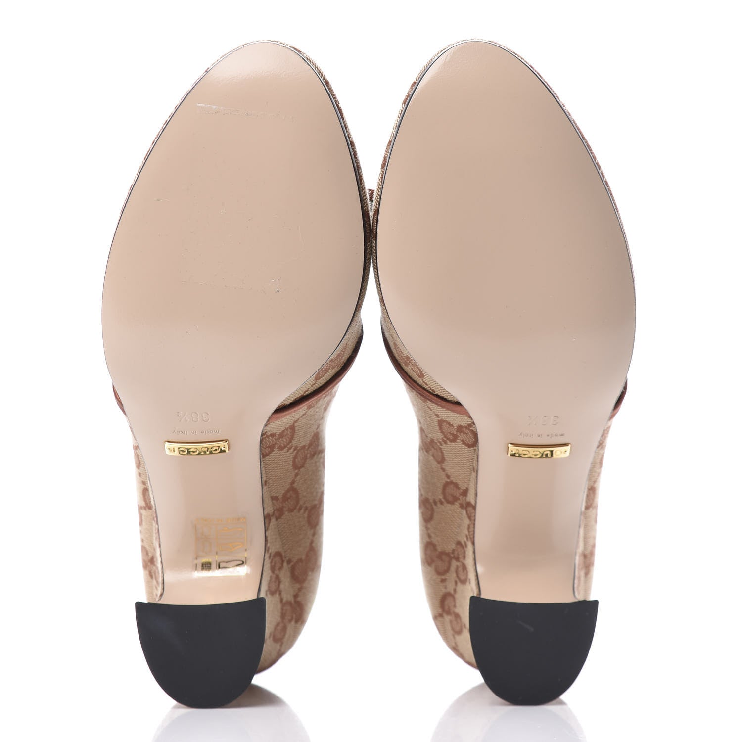 Gucci Monogram Satin Torchon Double G Pumps 38.5 Beige Ruggine Copper 6 of 11