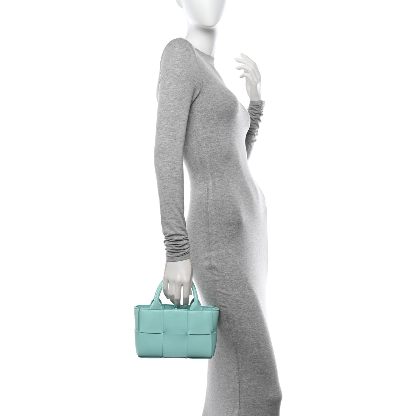 Lambskin Maxi Intreccio Candy Arco Tote Celadon