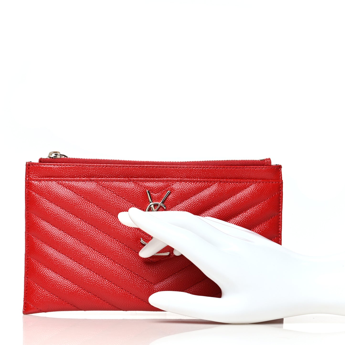 Grain De Poudre Chevron Monogram Bill Pouch Rouge Eros