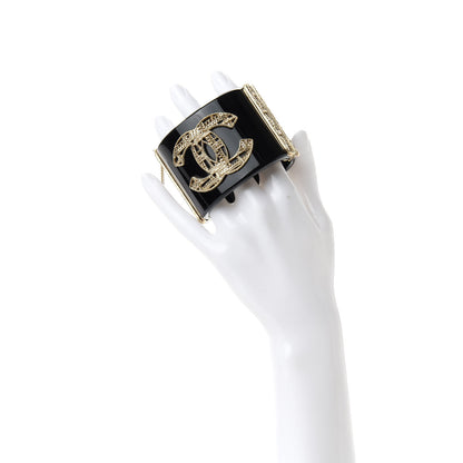 Chanel Resin Tweed Effect CC Cuff Black 2 of 6