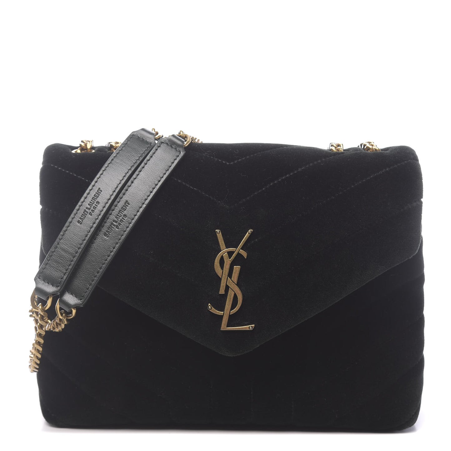 Velvet Y Quilted Monogram Small Loulou Chain Satchel Dark Green