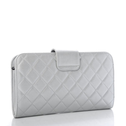 Chanel Metallic Sheepskin Quilted Beauty Lock Clutch Silver 3 of 12