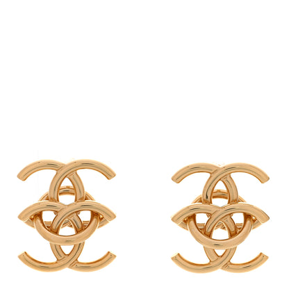 Chanel Metal Double CC Interlock Earrings Gold 1 of 6