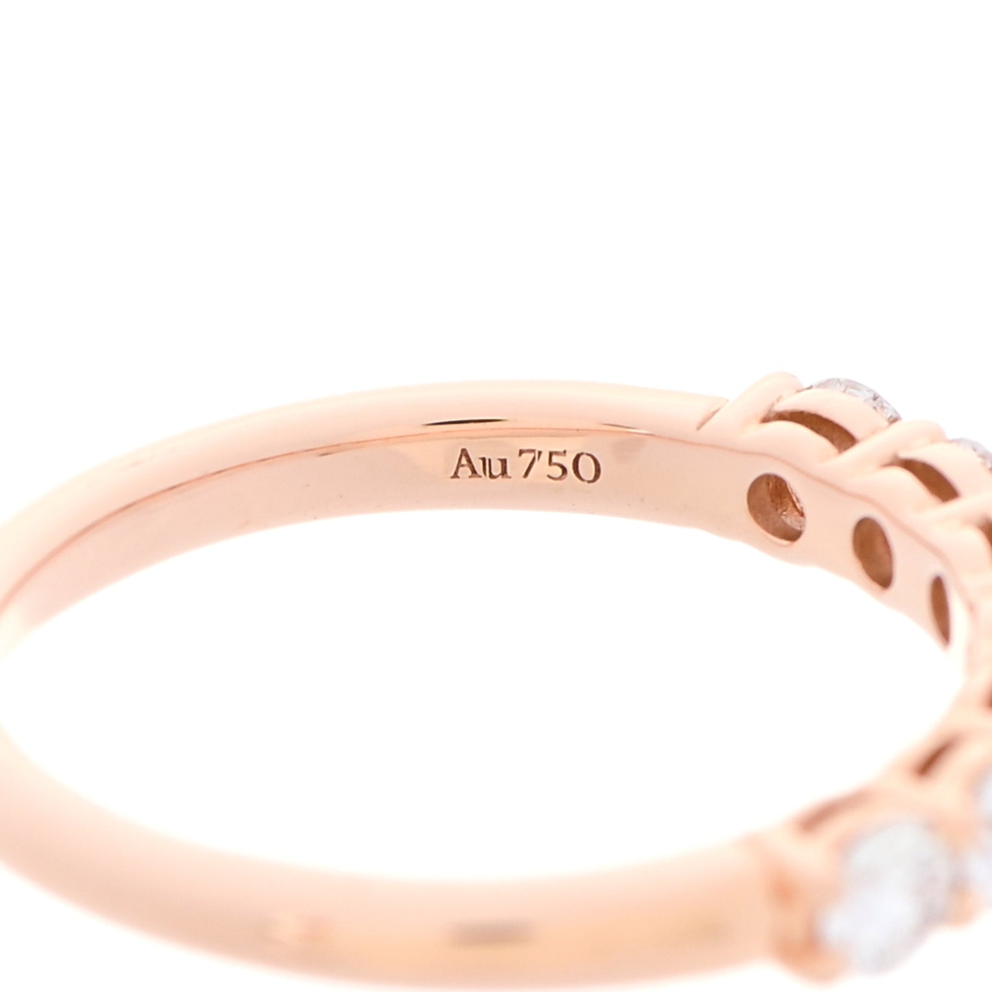 18K Rose Gold Diamond 3mm Half Circle Embrace Band Ring 50 5.5