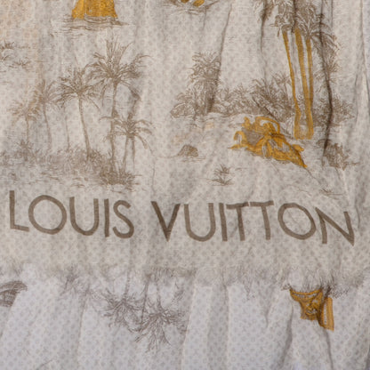 Louis Vuitton Cotton Linen Toile Etole De Louis Pareo Beige 4 of 7