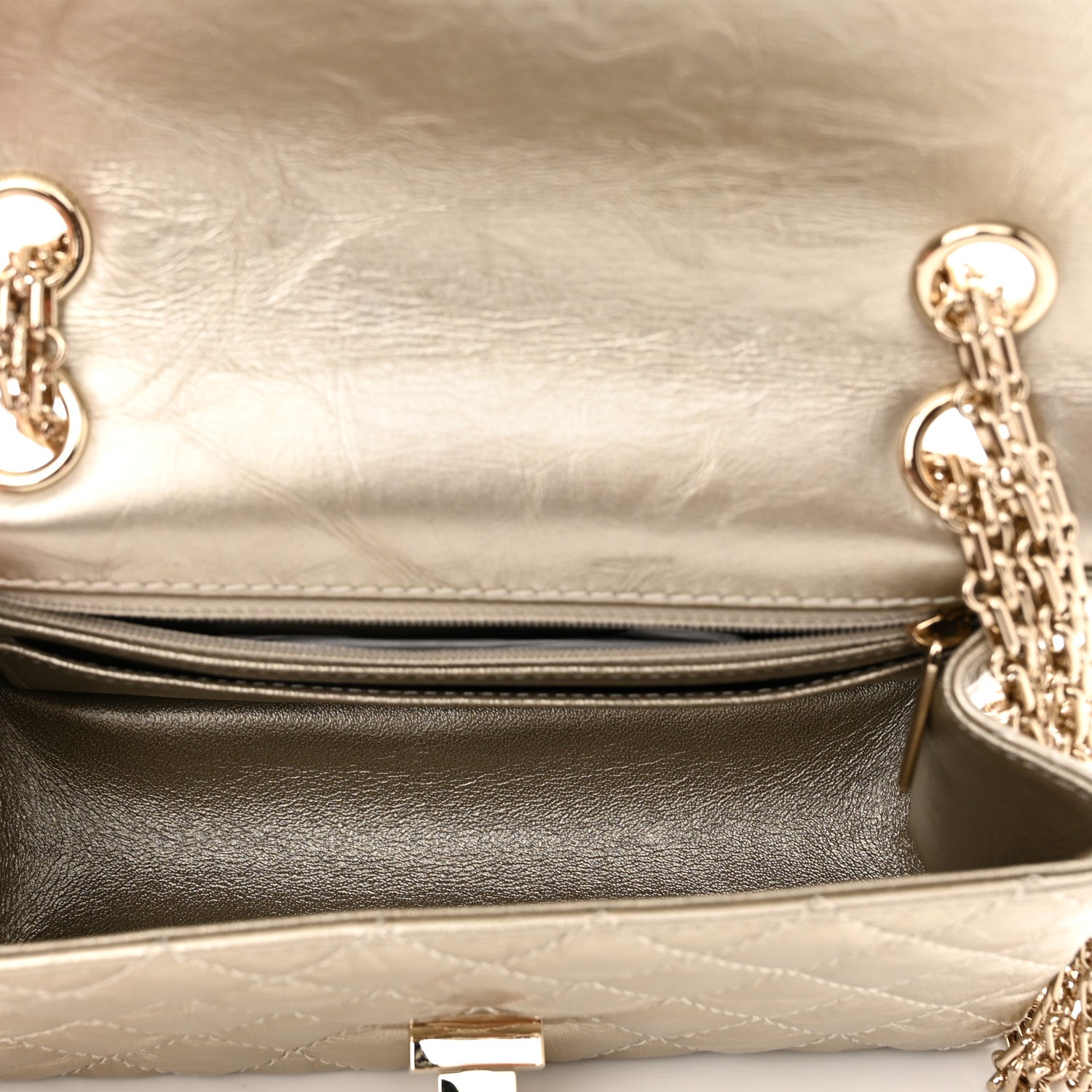 Chanel Metallic Aged Calfskin Quilted 2.55 Reissue Mini Flap Light Gold 5 of 11