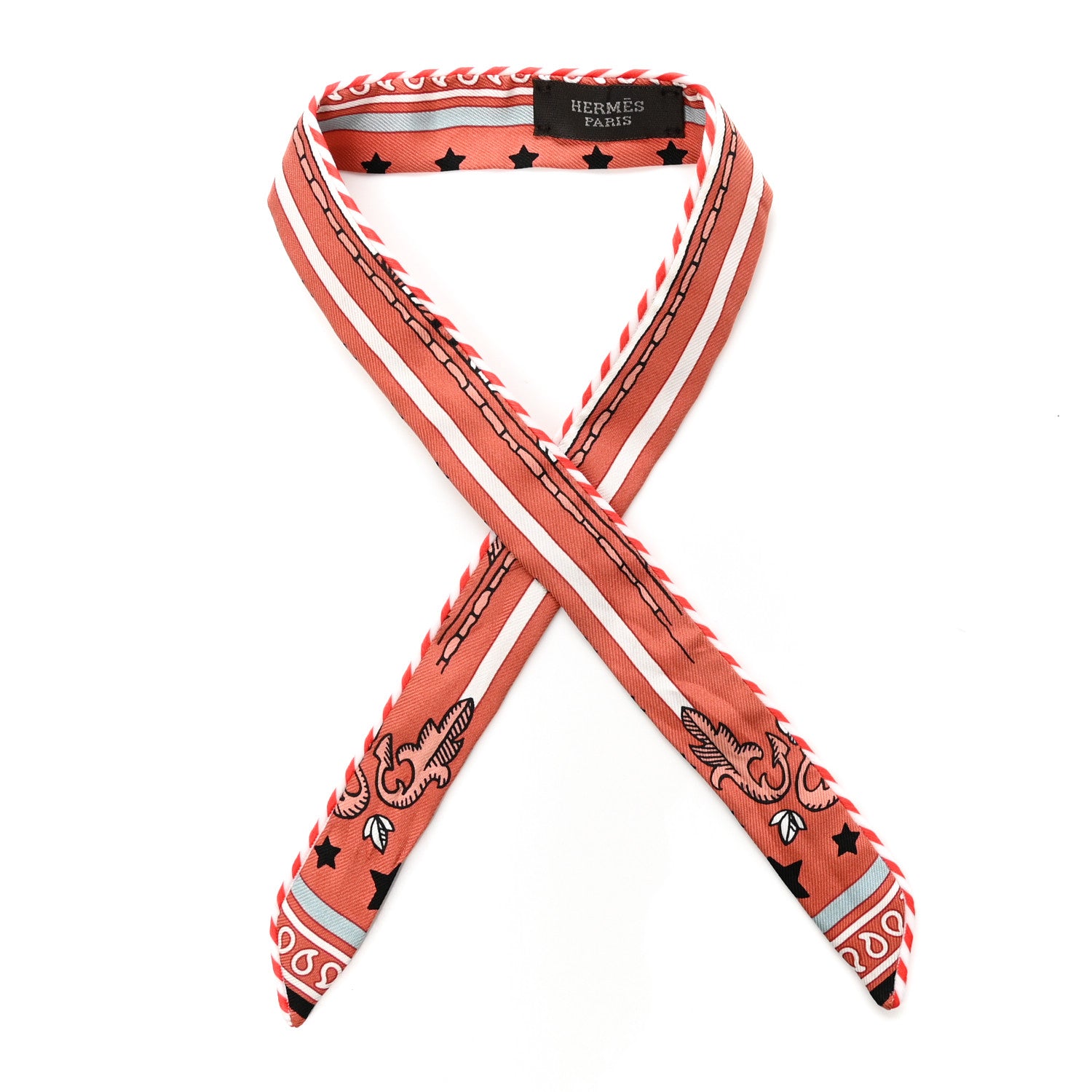 Hermes Silk Candy Doll Twilly Blush Bleu Gris Black 1 of 3