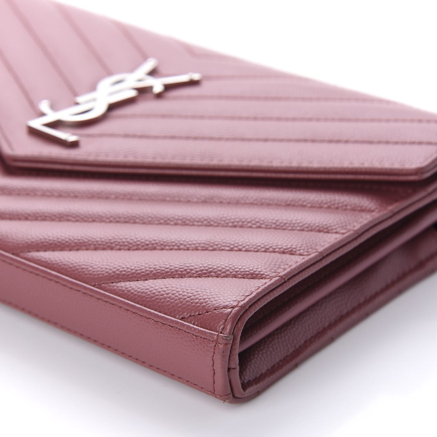 Grain De Poudre Matelasse Chevron Monogram Chain Wallet Blush Fonce