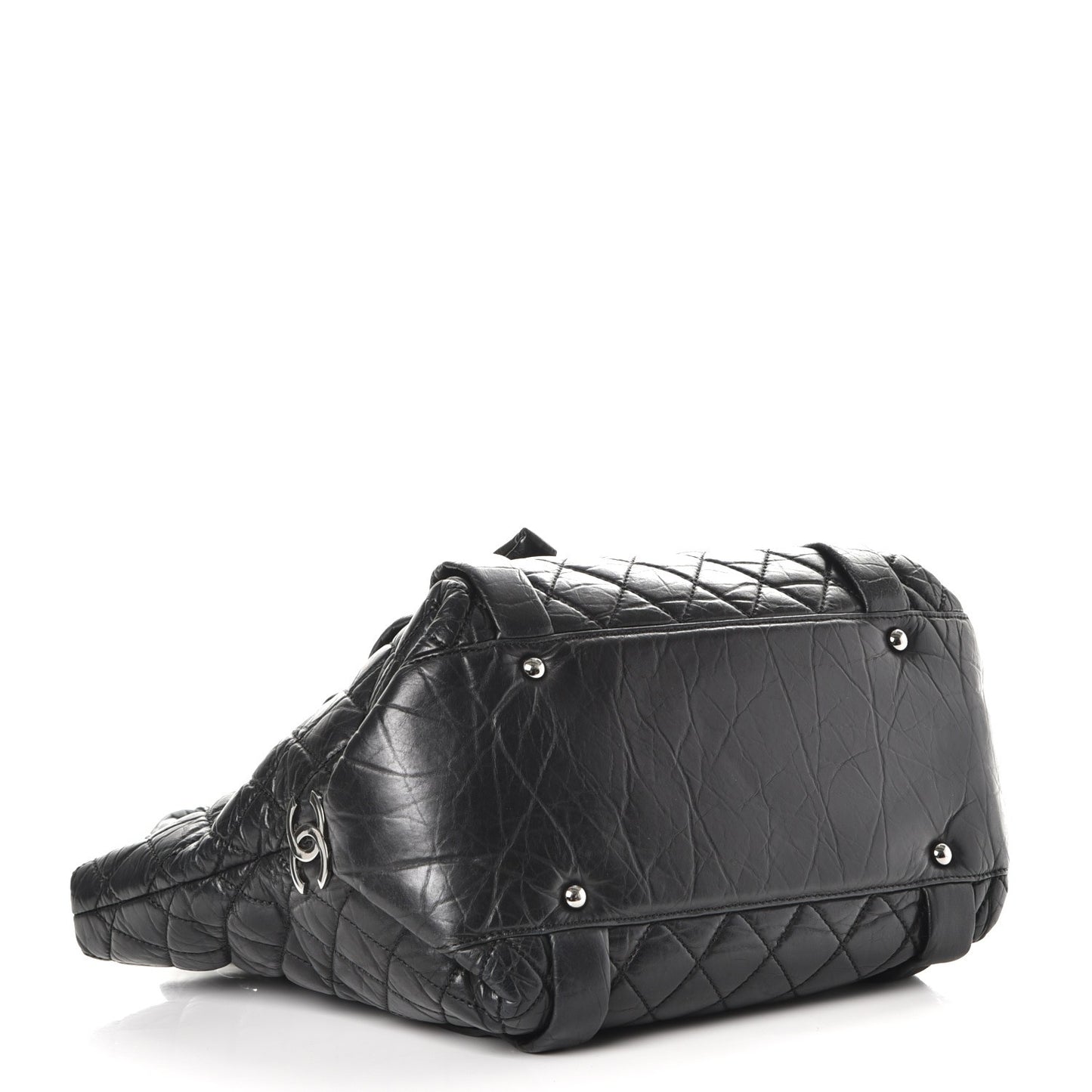 Distressed Lambskin Vintage Ligne Lady Braid Tote Black