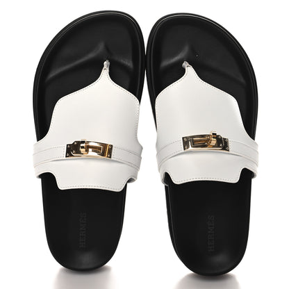 Hermes Calfskin Womens Empire Sandals 37 White 2 of 9