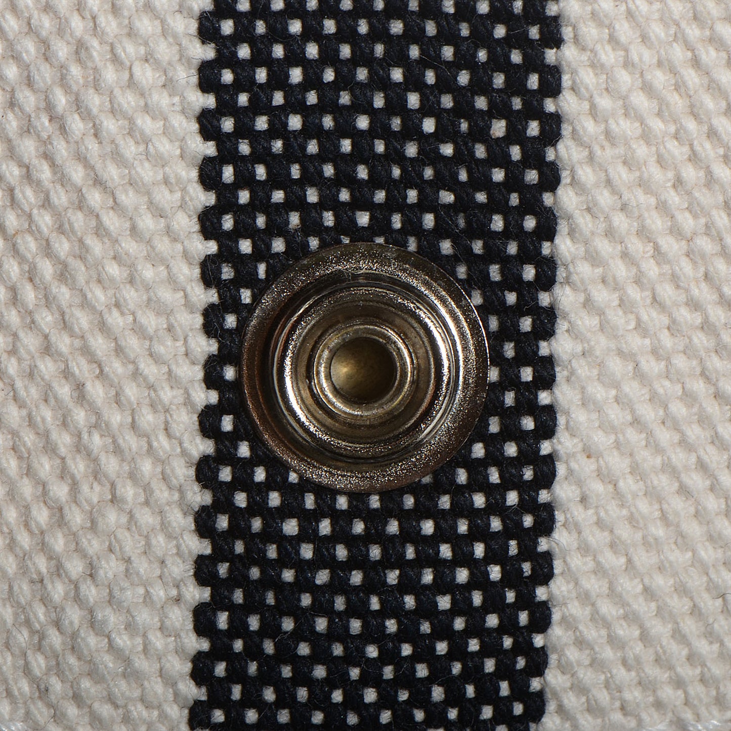 Canvas Striped Cannes MM Beach Tote Blanc Black White