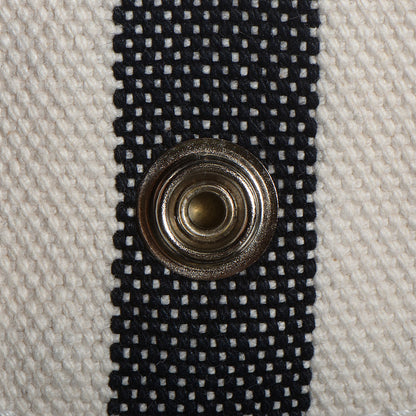 Hermes Canvas Striped Cannes MM Beach Tote Blanc Black White 11 of 13