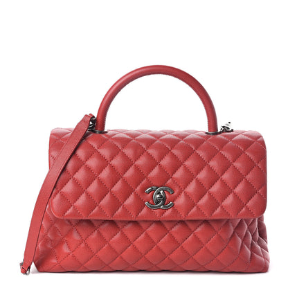 Chanel Caviar Quilted Medium Coco Handle Flap Red 1 of 11