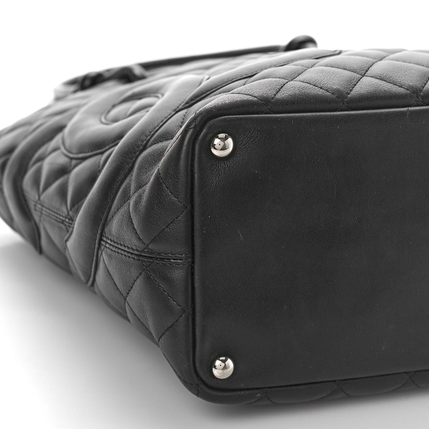 Calfskin Quilted Medium Cambon Tote Black