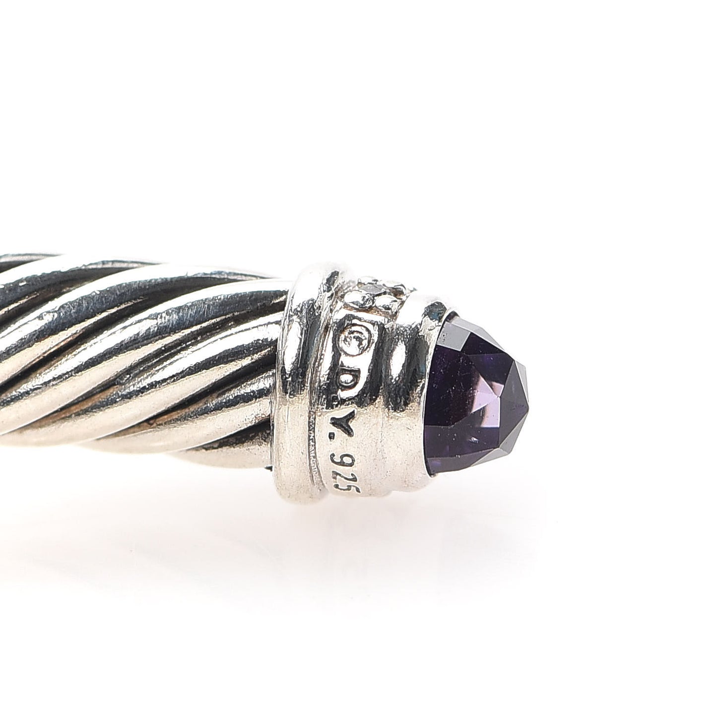 Sterling Silver Diamond Amethyst 5mm Cable Classics Bracelet
