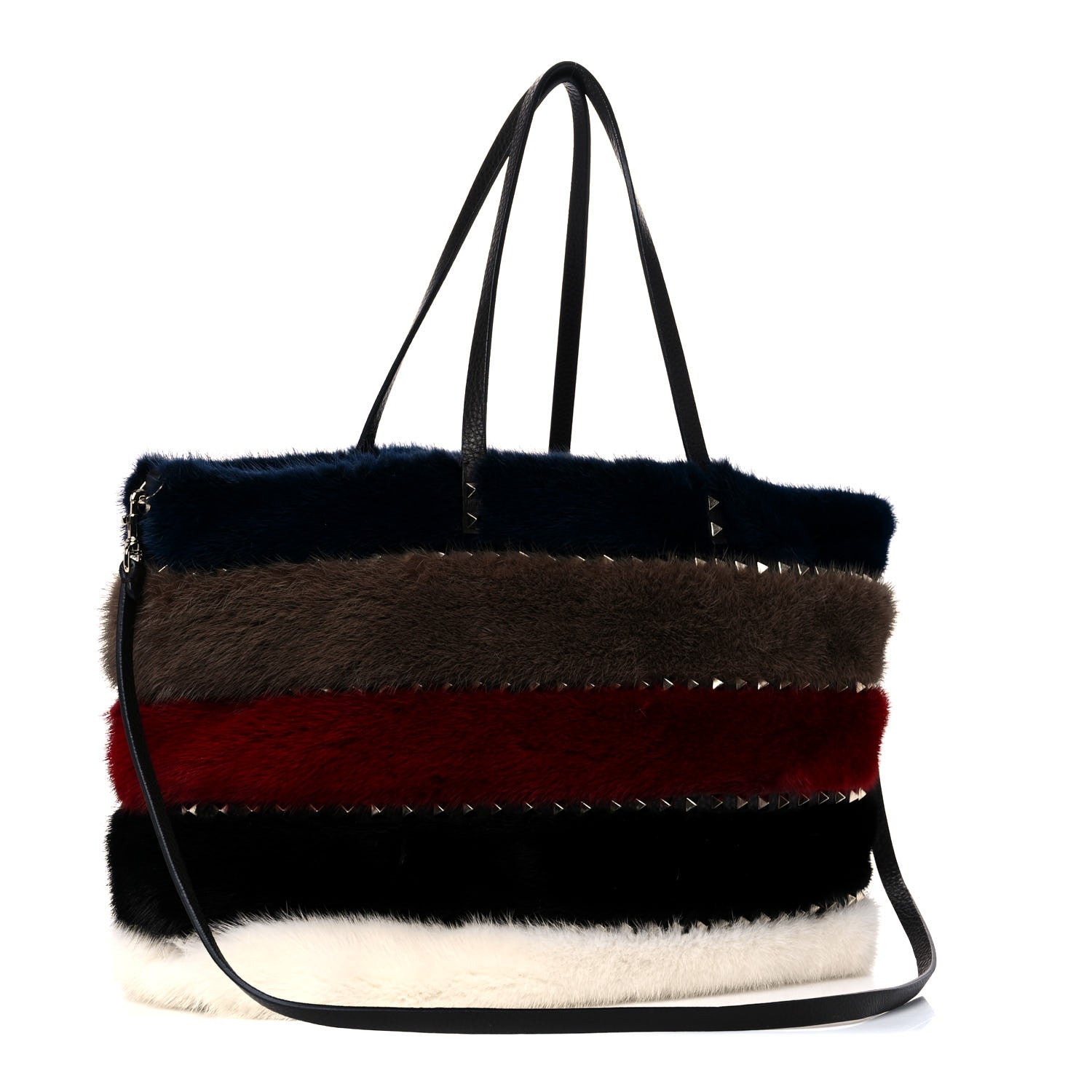 Valentino Garavani Mink Fur Rockstud Large Tote Multicolor 2 of 11
