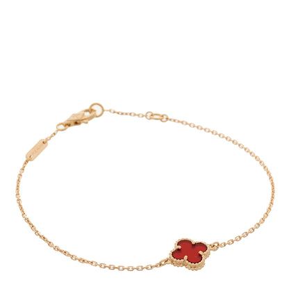 Van Cleef & Arpels 18K Rose Gold Carnelian Sweet Alhambra Bracelet 1 of 4