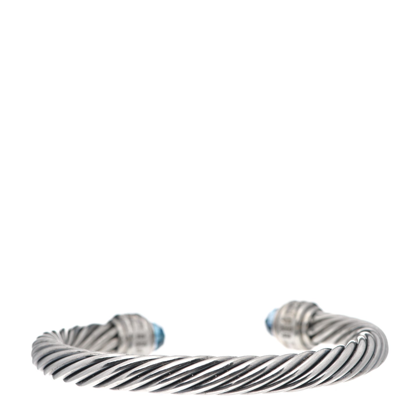 Sterling Silver Blue Topaz Diamond 7mm Cable Classics Bracelet