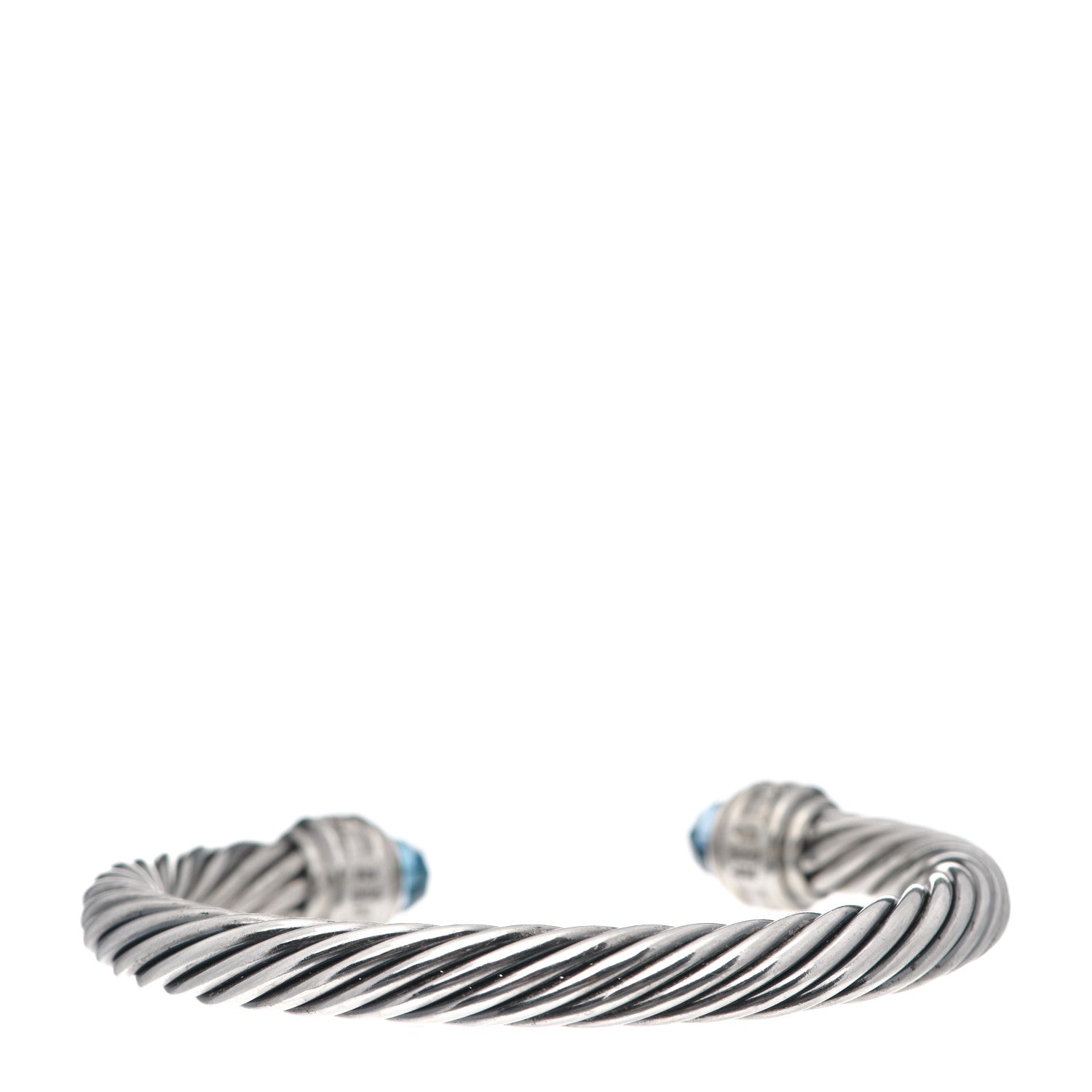 David Yurman Sterling Silver Blue Topaz Diamond 7mm Cable Classics Bracelet 2 of 4