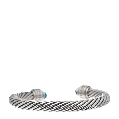 David Yurman Sterling Silver Blue Topaz Diamond 7mm Cable Classics Bracelet 2 of 4