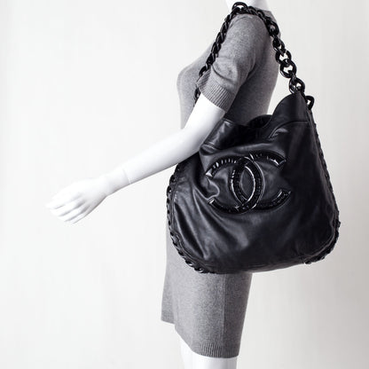 Chanel Leather Modern Chain Shoulder Bag Black 2 of 9