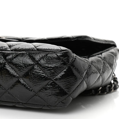 Chanel Crinkled Patent Quilted Jumbo Single Flap Black 10 of 10