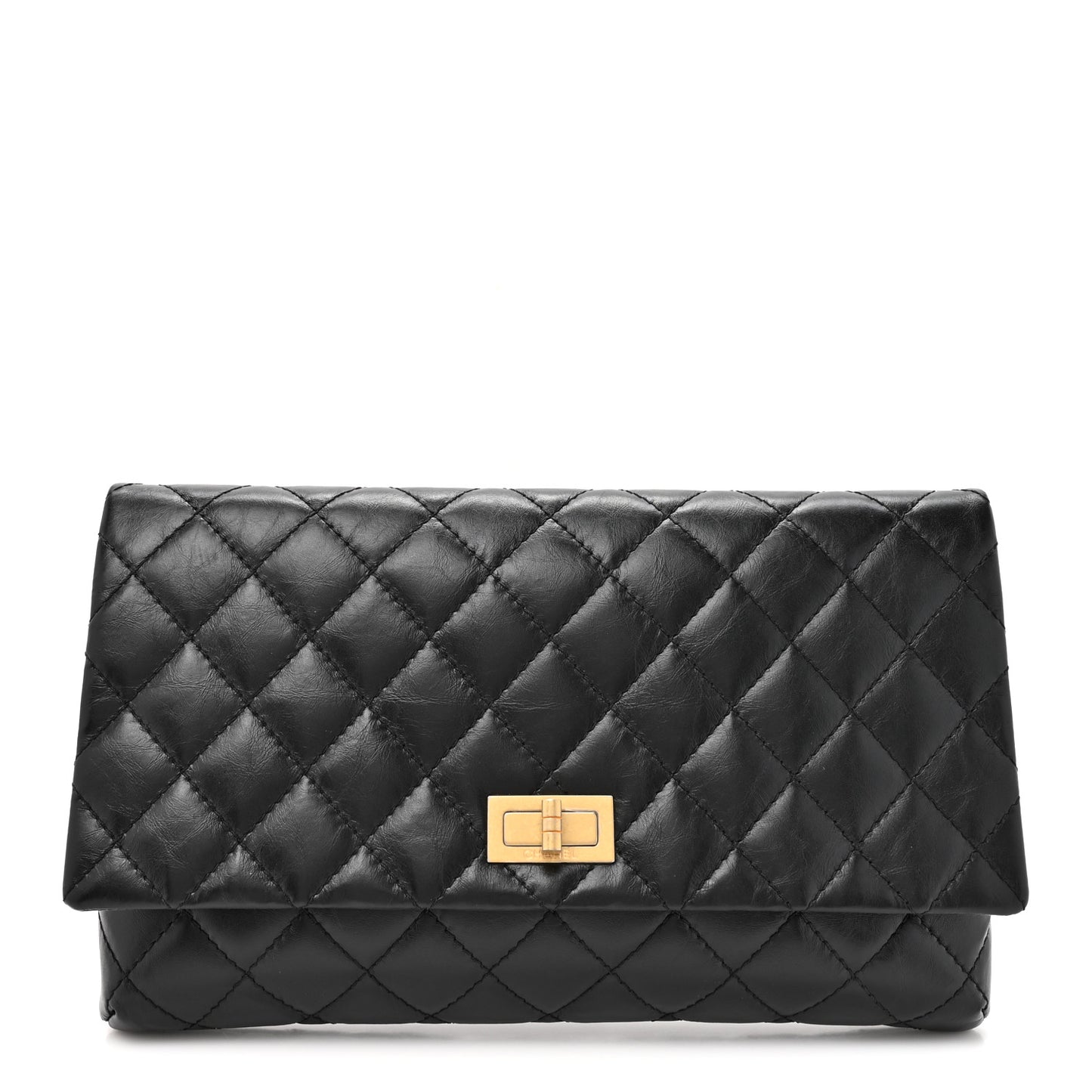 Aged Calfskin Quilted Reissue 2.55 Clutch Black