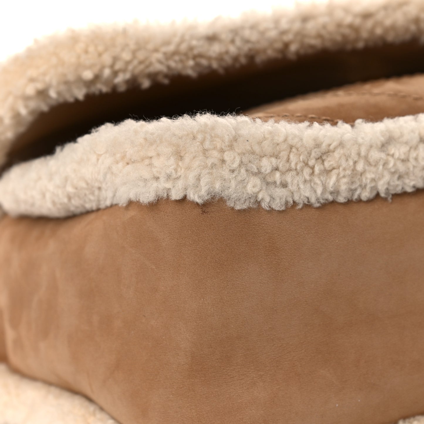 Nubuck Shearling Monogram Medium Niki Chain Satchel Ivory Natural Tan