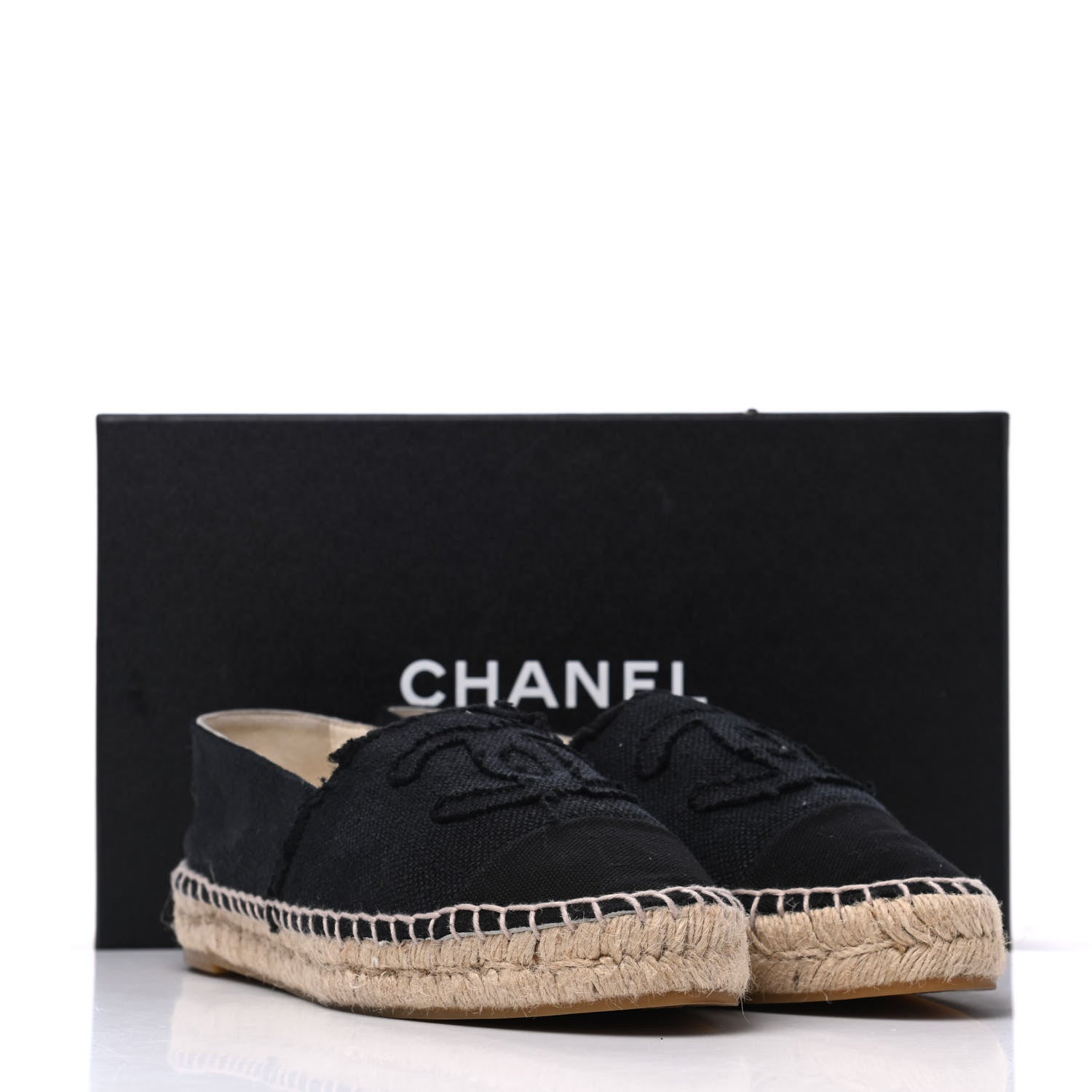 Chanel Linen CC Espadrilles 38 Black 9 of 9