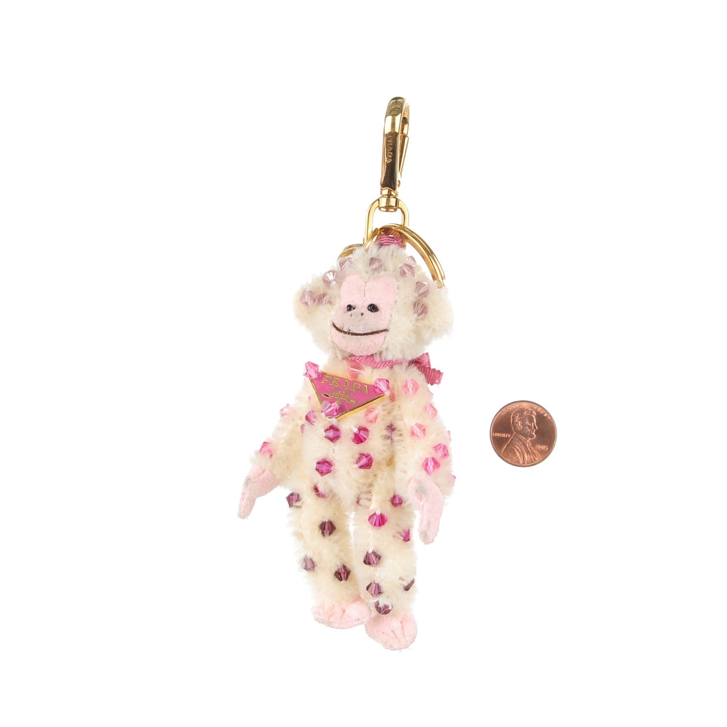 Prada Crystal Trick Monkey Keychain Charm White 2 of 3