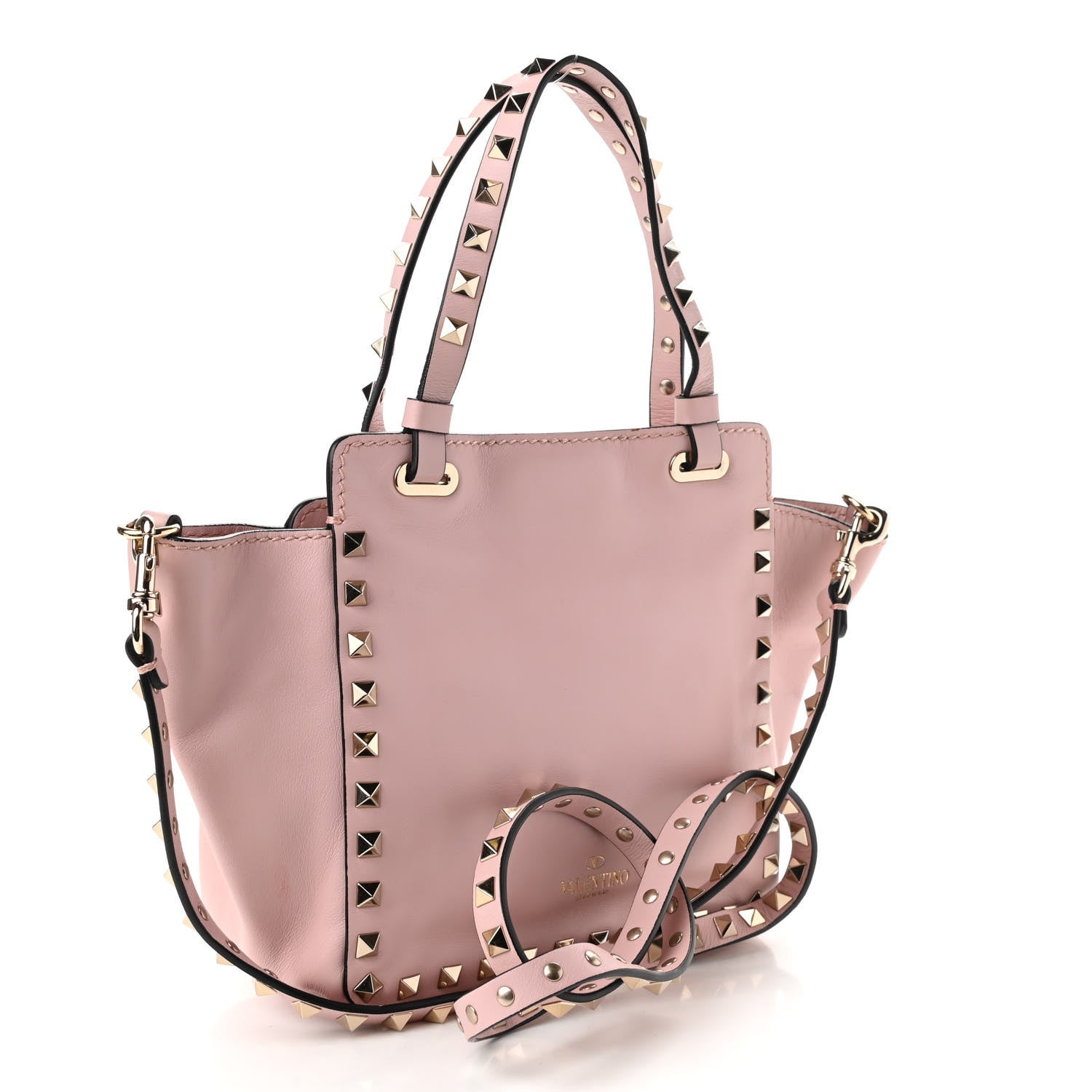 Valentino Garavani Pebbled Calfskin Mini Rockstud Tote Water Rose 2 of 13