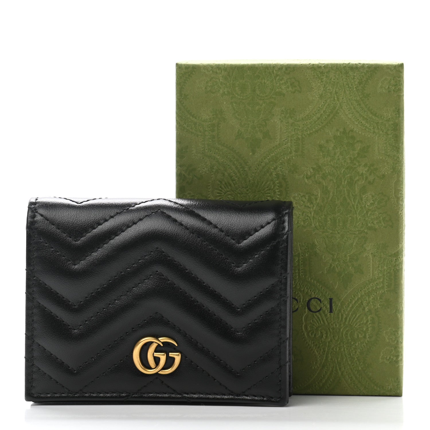 Gucci Calfskin Matelasse GG Marmont Card Case Wallet Black 8 of 8