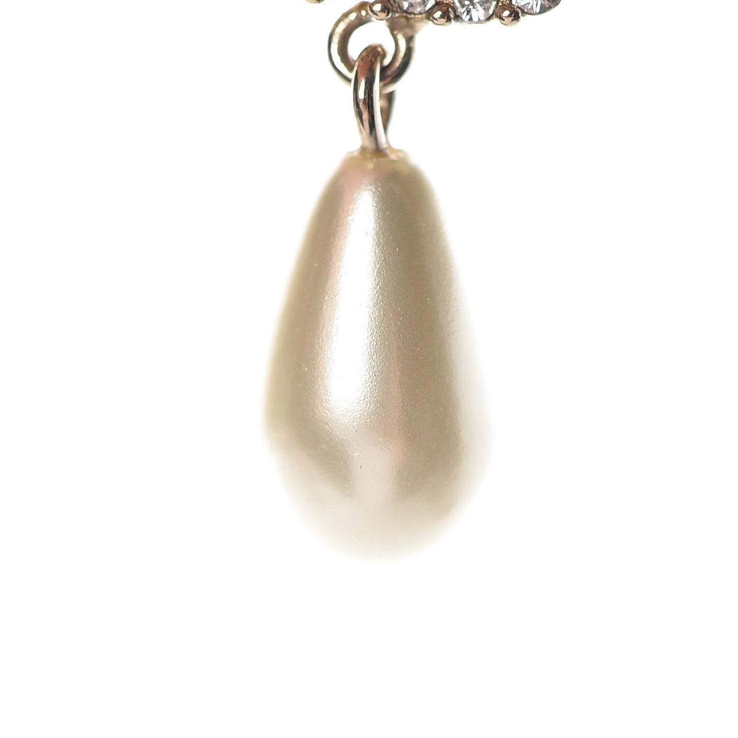 Pearl Crystal CD Drop Earrings Gold