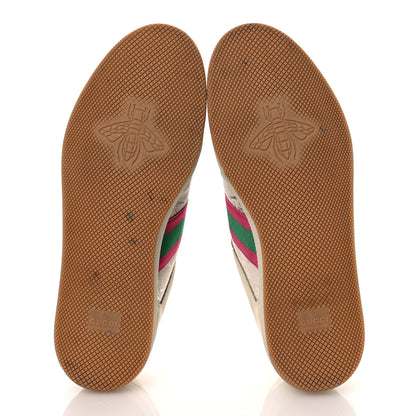 Gucci Calfskin Lame GG Monogram Web Womens Screener Sneakers 40 Gardenia Silver Dusty Milk White 7 of 14