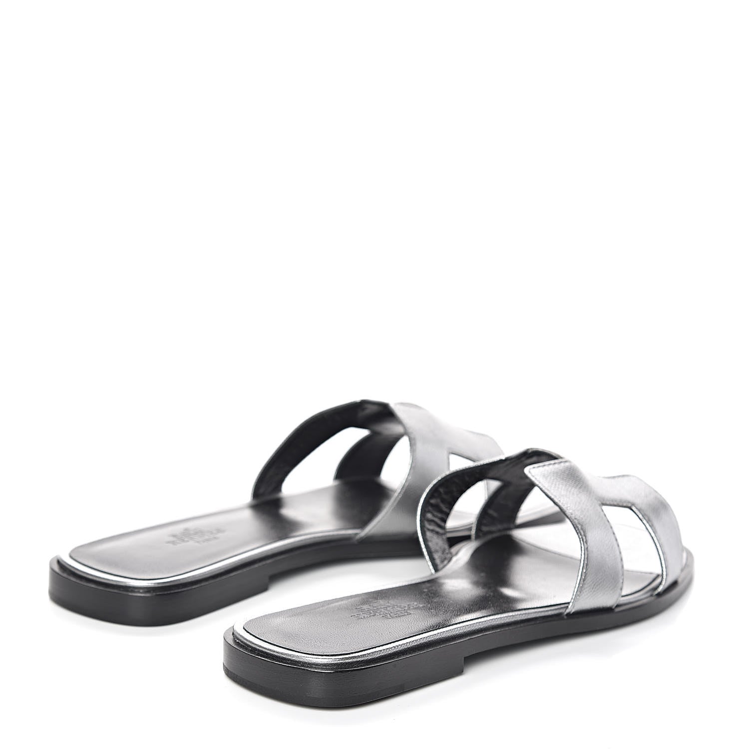 Hermes Metallic Epsom Oran Sandals 37 Argent 4 of 8