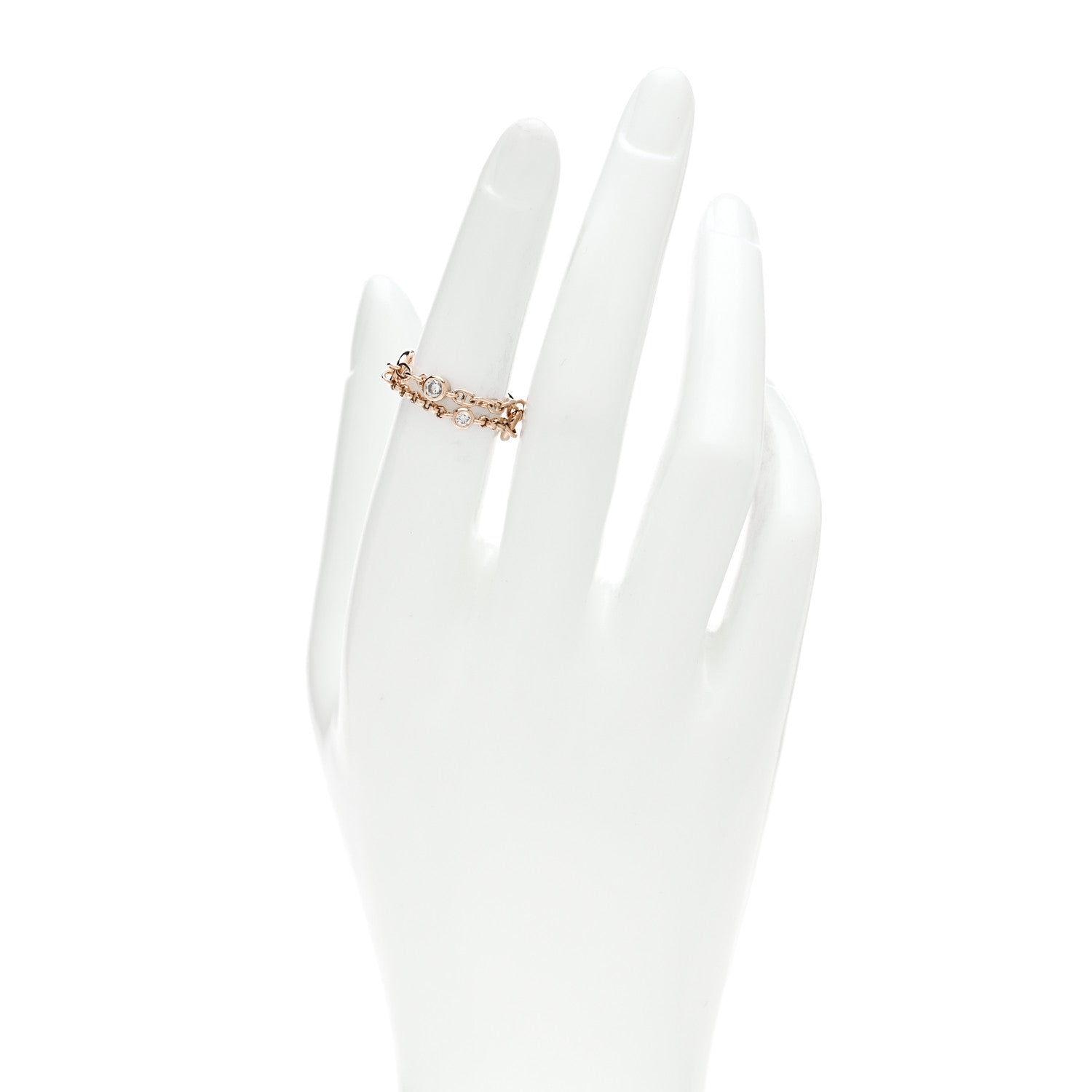 Hermes 18K Rose Gold Diamond PM Chaine d'Ancre Chaos Ring 52 6 2 of 5