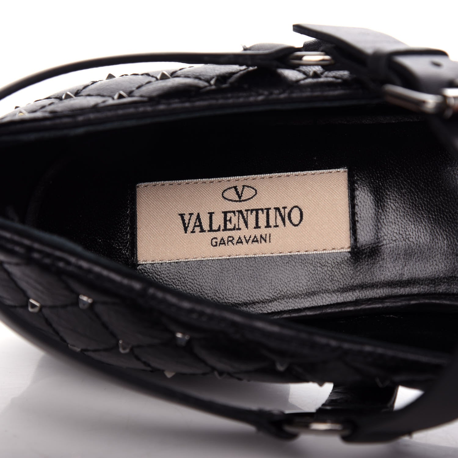 Valentino Garavani Crackled Lambskin Rockstud Spike Captoe Ballerina Flats 36.5 Black 8 of 10