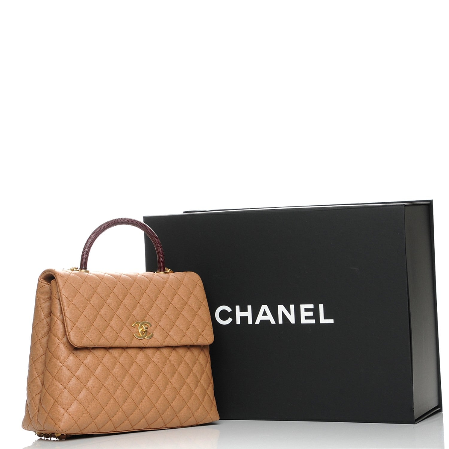 Chanel Caviar Lizard Quilted Large Coco Handle Flap Beige 8 of 8