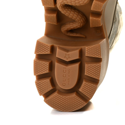 Gucci Calfskin GG Supreme Monogram Nappa Quilted Lace Up Ankle Boots 39 Mystic White Beige 10 of 11