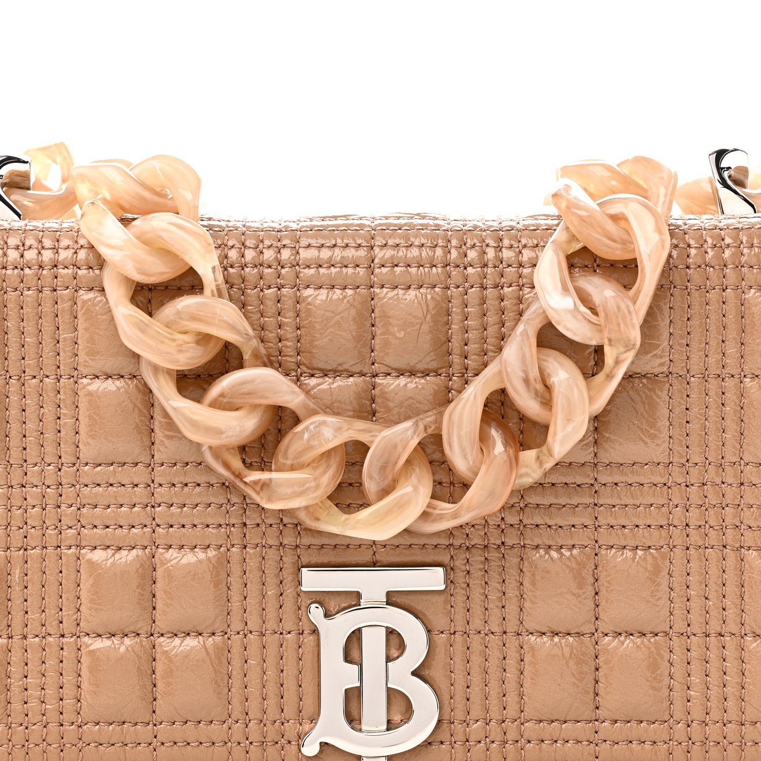 Burberry Patent Quilted Resin Chain Small Lola Bag Tan 7 of 9