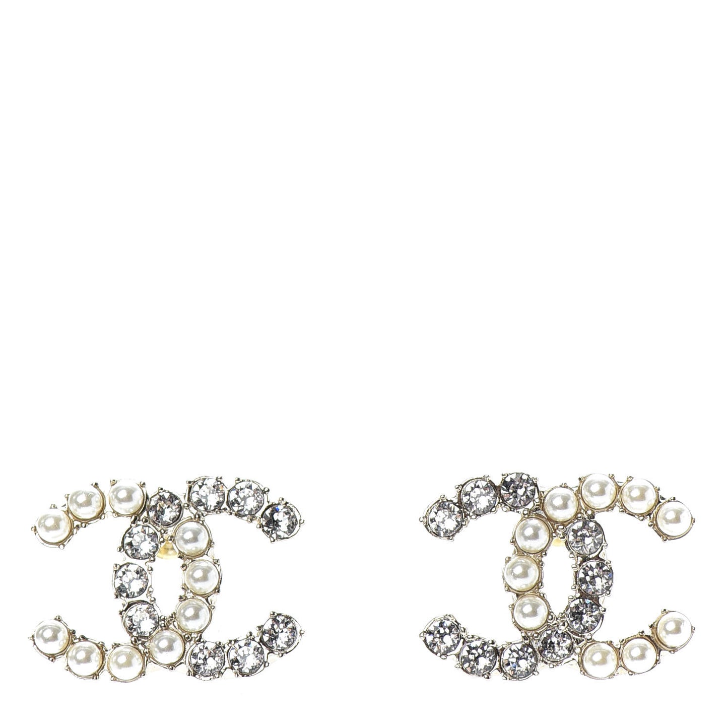 Crystal Pearl CC Dazzling Domino Earrings Gold